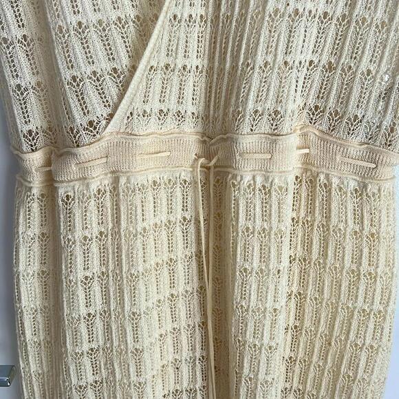 Zara Limited Edition Cream Pointelle Flowy Knit Jumpsuit Size L - Picture 7 of 10